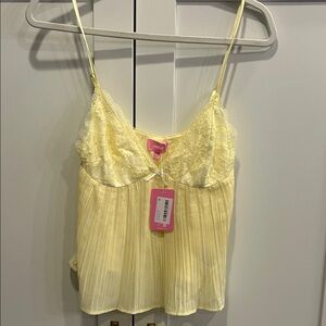 Edikted Light Yellow Pleated Lace Camisole
